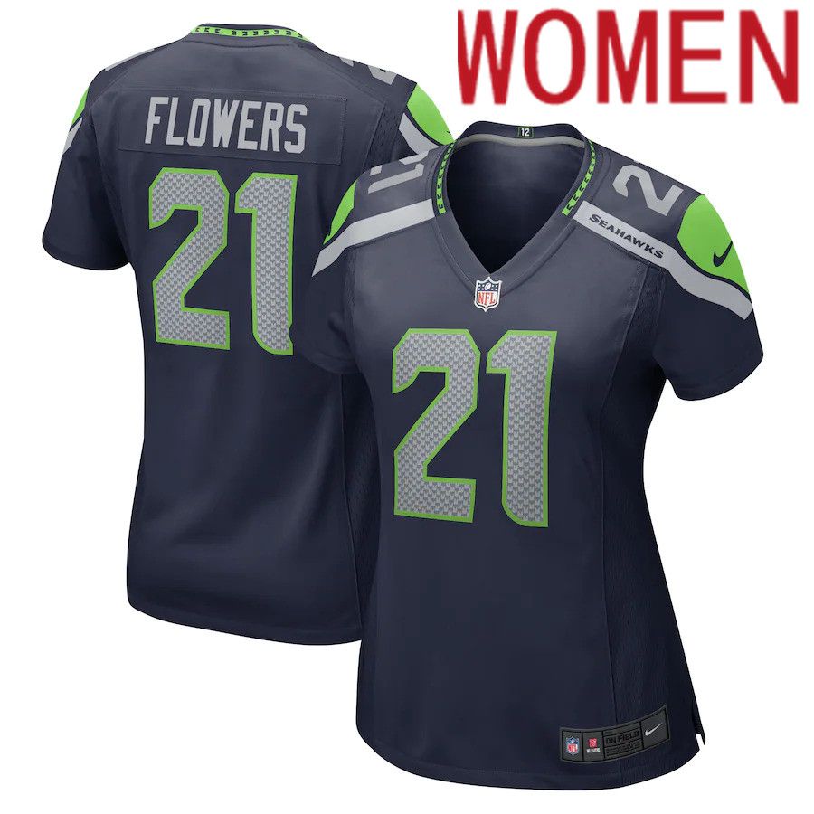 Women Seattle Seahawks #21 Tre Flowers Nike College Navy Game NFL Jersey